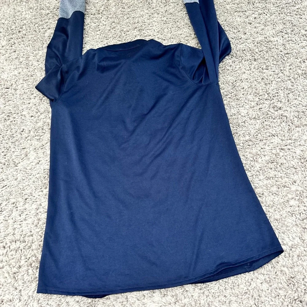 Under Armour HeatGear Mens Small Navy Blue 1/4 Zip Pullover Thumbholes Loose Fit